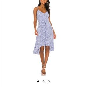 Frida mida dress in sky blue daisies